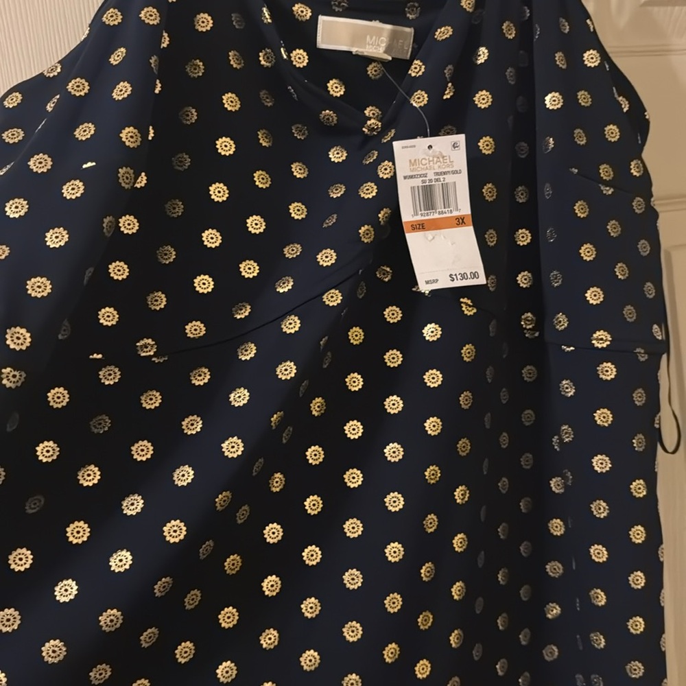 NWT Michael Michael Kors True Navy And Gold Beautiful Maxi Dress Size 3X - Picture 8 of 12
